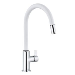 Kludi Bingo Star XS kitchen faucet 468519378 swiveling 230 °, pull-out spout, matt white / chrome