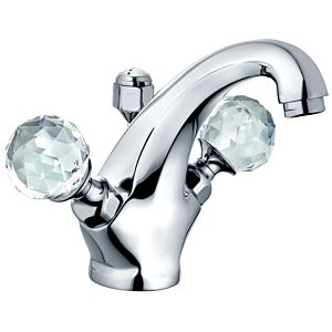 Kludi 1926 two-handle basin mixer 5101005G5 high spout, crystal handles, with waste set, chrome