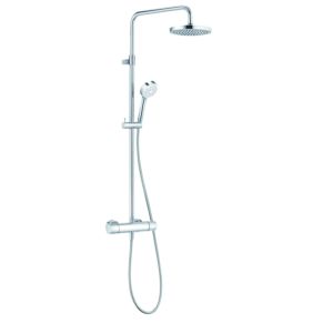 Kludi Logo Thermostatic dual shower system 6809505-00 chrome, with overhead and hand shower