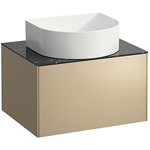 LAUFEN Sonar drawer unit / sideboard H4054010341401 57.5x34x45.5cm, cut-out in the middle, gold / Nero Marquina