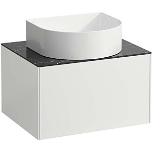LAUFEN Sonar drawer unit / sideboard H4054010341431 57.5x34x45.5cm, cut-out in the middle, matt white / Nero Marquina