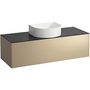 LAUFEN Sonar drawer unit / sideboard H4054210341401 117.5x34x45.5cm, cut-out in the middle, gold / Nero Marquina