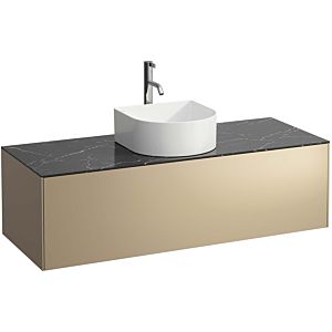 LAUFEN Sonar drawer unit / sideboard H4054250341401 117.5x34x45.5cm, cut-out in the middle, with tap hole, gold / Nero Marquina