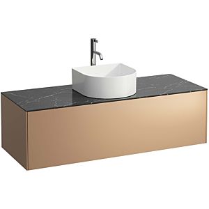 LAUFEN Sonar drawer unit / sideboard H4054250341411 117.5x34x45.5cm, cut-out in the middle, with tap hole, copper / Nero Marquina