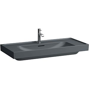 Laufen Meda countertop washbasin H8161197581071 100x46cm, with overflow, 1 tap hole left and right, matt graphite