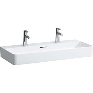 LAUFEN Val washbasin H8102870001071 with overflow, with 2 tap holes, white, 95x42cm, can be built under