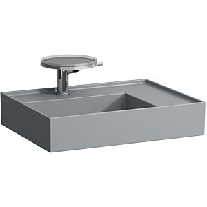 LAUFEN Kartell washbasin H8103347588151 60x46cm, shelf on the right, without overflow, 2 tap holes, matt graphite