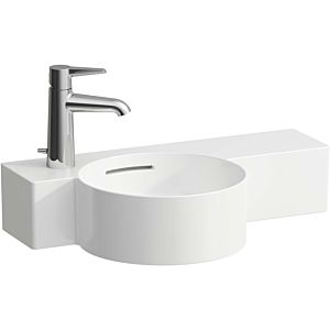 LAUFEN Val Cloakroom basin H8152830001051 55x31.5cm, shelf on the right, with overflow, with tap hole on the left, white