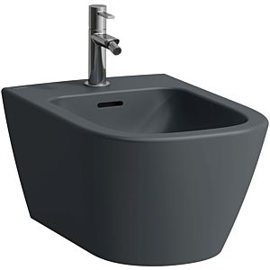 Laufen Meda wall bidet H8301107583021 36x54cm, concealed attachment, with overflow, with tap hole, matt graphite