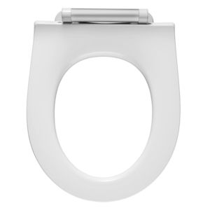 Pressalit Projecta D Solid Pro WC seat 1001011-DG4925 white polygiene, without cover, standard, combination hinge DG4, Stainless Steel