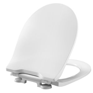 Pressalit Projecta D Solid Pro WC seat 1002011-DG4925 white polygiene, with cover, standard, combination hinge DG4, Stainless Steel