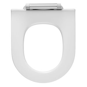Pressalit Projecta D Solid Pro WC seat 1005011-DG4925 white polygiene, without cover, standard, white polygiene, combination hinge DG4, Stainless Steel