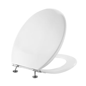 Pressalit WC seat 54011-BY3999 white polygiene, with cover, standard, special hinge BY3, fixed, Stainless Steel