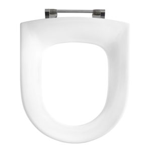 Pressalit Projecta D WC seat 879011-DC7999 white polygiene, without cover, standard, special hinge DC7, universal , Stainless Steel