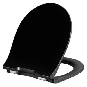 Pressalit Objecta D Pro WC seat 990111-DF7999 black polygiene, with cover, standard, fixed hinge DF7, Stainless Steel