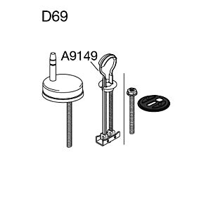 Pressalit Universalsteckscharnier D69999 Edelstahl, für WC-Sitz Delight/Pro, mit lift-off, Montage von oben