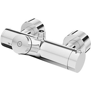 Schell Vitus shower self-closing thermostat 016000699 shower connection above, surface-mounted, mixed water, chrome-plated