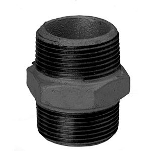 Hermann Schmidt malleable iron 280 double nipple 14280020 DN 20, 3/4&quot;, AG/AG, black