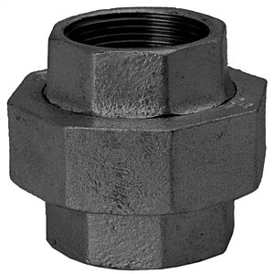 Hermann Schmidt malleable iron 330 screw connection 14330025 DN 25, 1&quot;, flat sealing, IG/IG, black