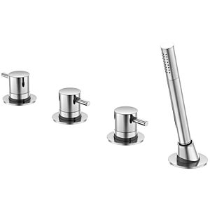 Steinberg Series 100 4-hole bath mixer 1002480 with diverter and pull-out hand shower, chrome