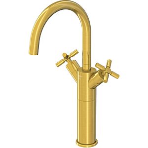 Steinberg Series 250 two-handle basin mixer 2501550BG height 362mm, with swiveling spout, waste set, brushed gold