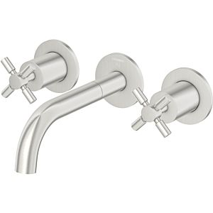 Steinberg Series 250 3-hole basin mixer 2501902BN projection 195 mm, brushed nickel, wall mounting, with built-in body