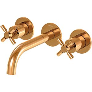 Steinberg Series 250 3-hole basin mixer 2501902RG projection 195 mm, rose gold, wall mounting, with built-in body