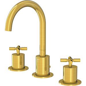 Steinberg Series 250 3-hole basin mixer 2502000BG projection 150mm, with waste fitting 1 1/4&quot;, brushed gold
