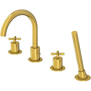 Steinberg Series 250 bathtub 4-hole fitting 2502400BG projection 192mm, with diverter, pull-out hand shower, brushed gold