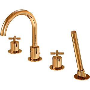 Steinberg Series 250 4-hole bath mixer 2502400RG projection 192mm, with diverter, pull-out hand shower, rose gold