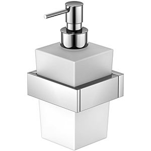 Steinberg soap dispenser Serie 460 with white satined glass, chrome, wall model, brass