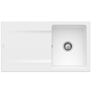 Villeroy & Boch Siluet sink 333501RW with waste set and manual operation, Stone White