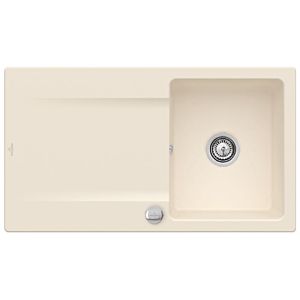 Villeroy & Boch Siluet sink 333502FU with waste set and eccentric control, Ivory