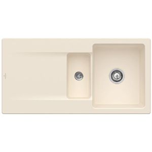 Villeroy & Boch Siluet sink 333702FU with waste set and eccentric control, Ivory