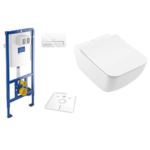 Villeroy & Boch Venticello & ViConnect Pack WC sans brige et Bâti-Support  avec abattant WC et plaque de déclenchement
