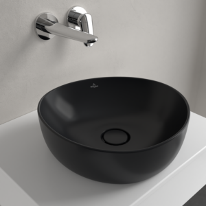 Villeroy and Boch Antao countertop washbasin 4A7240R7 40x39.5cm, asymmetrical, without overflow, pure black C-plus