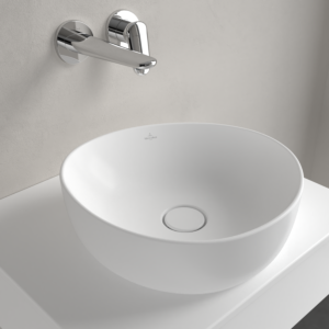 Villeroy and Boch Antao countertop washbasin 4A7240RW 40x39.5cm, asymmetrical, without overflow, stone white C-plus