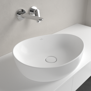 Villeroy and Boch Antao countertop washbasin 4A7351RW 51x40cm, asymmetrical, without overflow, stone white C-plus