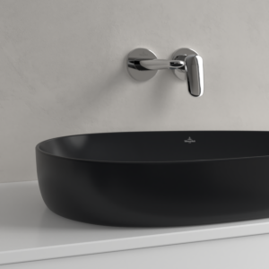 Villeroy and Boch Antao countertop washbasin 4A7465R7 65x40cm, asymmetrical, without overflow, pure black C-plus