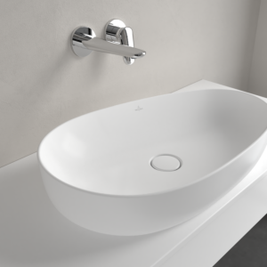 Villeroy and Boch Antao countertop washbasin 4A7465RW 65x40cm, asymmetrical, without overflow, stone white C-plus