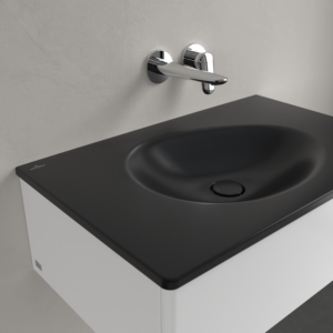 Villeroy &amp; Boch Antao vanity washbasin 800x500mm 4A7583R7 rectangle o. ÜL. Pure Black CeramicPlus