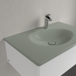 Villeroy &amp; Boch Antao vanity washbasin 800x500mm square 4A7584R8 1HL. with reduced ÜL. Morning Green cplus