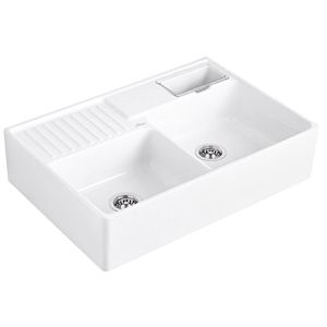Villeroy and Boch double bowl 632391KG waste set, manual operation, rest bowl, Snow White