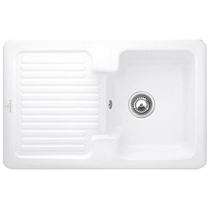 Villeroy & Boch Condor sink 674501RW with waste set and manual operation, Stone White