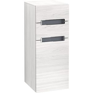 Villeroy and Boch Subway 2.0 side cabinet A7120RE8 35.6x85.7cm, left, matt silver handle, silver-grey, white wood