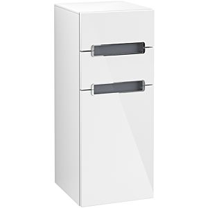Villeroy and Boch Subway 2.0 side cabinet A7121RDH 35.6x85.7cm, left, chrome handle, silver-grey, glossy white