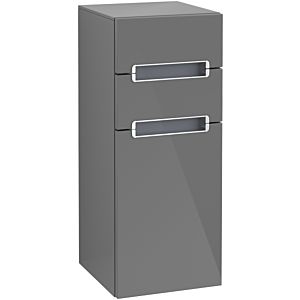 Villeroy and Boch Subway 2.0 side cabinet A7121RFP 35.6x85.7cm, left, chrome handle, silver-grey, glossy grey