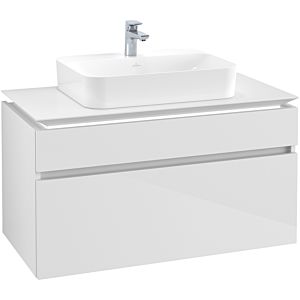 Villeroy & Boch Legato Waschtischunterschrank B756L0DH 100x55x50cm, mit LED-Beleuchtung, Glossy White