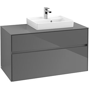 Villeroy & Boch Collaro Waschtischunterschrank C01500FP 100x54,8x50cm, Waschtisch rechts, Glossy Grey