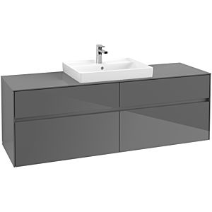 Villeroy & Boch Collaro Villeroy & Boch C02500FP 160x54.8x50cm, lavabo au milieu, Glossy Grey